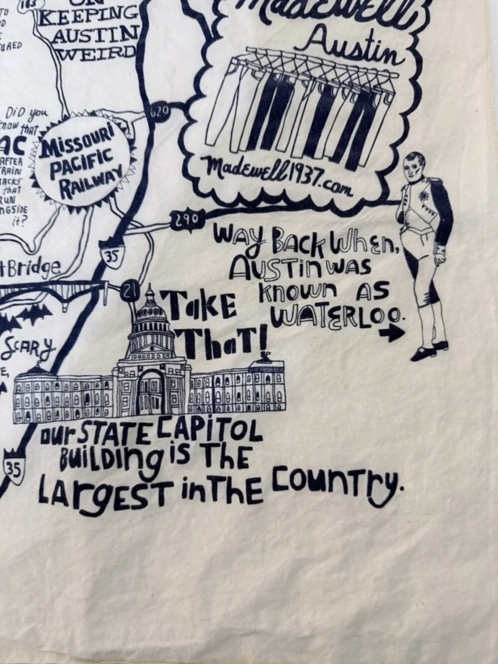 Austin Trivia Pictorial Map Scarf Decor  20
